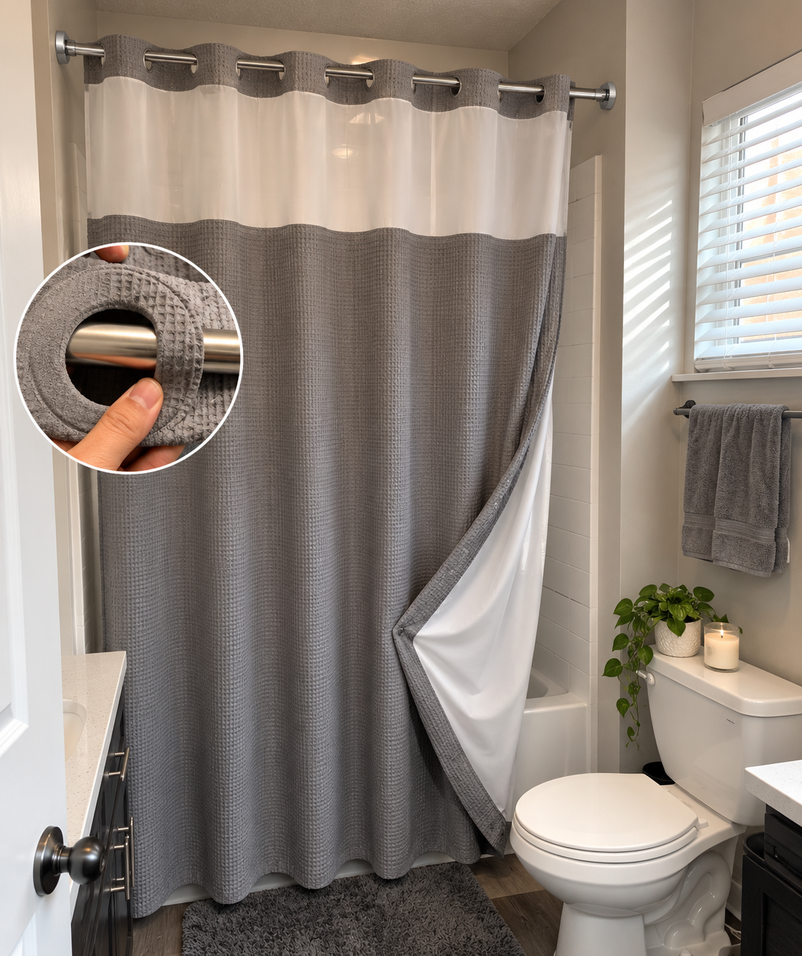 FreeLatch No Hook Shower Curtain